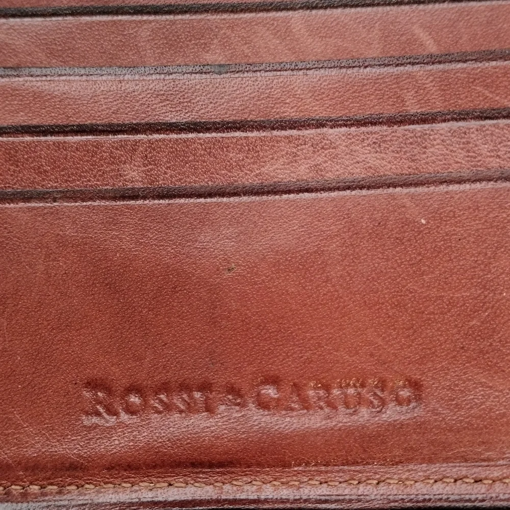 Rossi Caruso Men's Bi-fold Wallet Leather Card Holder Two Cash Slots Brown